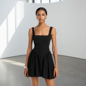 Line & Dot Sami Mini Dress Womens S Black LBD Wool Blend Quiet Luxury PartyNWT